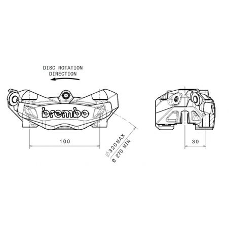 Etrier de frein avant gauche BREMBO M4 noir Ø32mm