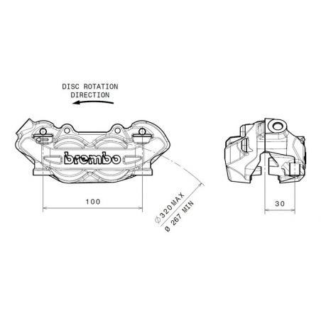 Etrier de frein avant gauche BREMBO P4 noir Ø32mm