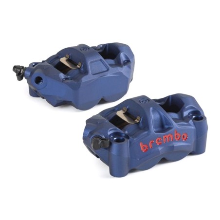 Étrier de frein avant droit BREMBO UPGRADE M50 ø34mm - bleu logo rouge Étrier de frein avant droit BREMBO UPGRADE M50 ø34mm - bleu logo rouge